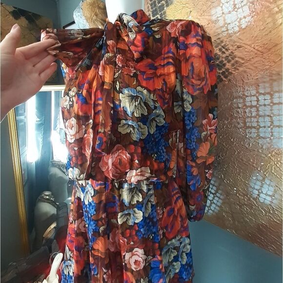 Zara Nwot Floral Chiffon Mini Dress - Picture 9 of 16